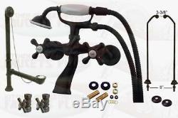 Oil Rubbed Bronze Clawfoot Tub Faucet Package Kit With Drain, Supplies, & Stops