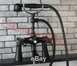 Oil Rubbed Bronze Deck Mount Bathtub Faucet Mixer Tap with Hand Shower Spray