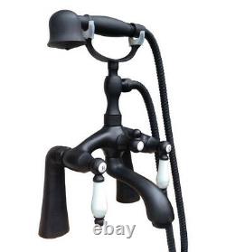 Oil Rubbed Bronze Deck Mounted Clawfoot Bath Tub Faucet Tap with Handheld Shower