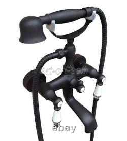Oil Rubbed Bronze Wall Mount Clawfoot Bath Tub Faucet with Hand Shower Mixer Tap