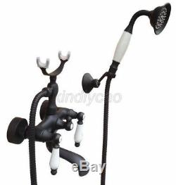 Oil Rubbed Bronze Wall Mount Clawfoot Bathtub Tub Faucet with Hand Shower Ktf615