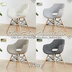 Olivia Eiffel Fabric Armchair Dining Lounge Tub Chair Wooden Legs Scandinavian
