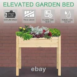 Outsunny Garden Wooden Planter Flower Raised Bed Herb Grow Box Container