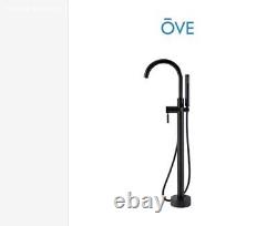 Ove Decors Athena Matte Black Floor Mounted Bath Tub Filler withHand Shower New