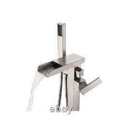 Ove Decors Infinity Free Standing Bath Tub Faucet in Brushed Nickel Finish