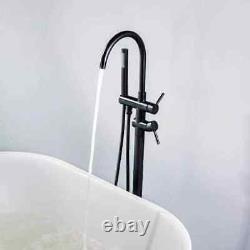 Parrot Uncle Kebo Double Handle Floor Mounted Clawfoot Tub Faucet in Matte Black