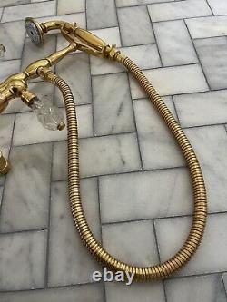 Phylrich REGENT Crystal Gold Bath Tub Filler Faucet Hand Shower. Used Beautiful
