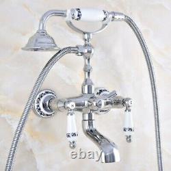 Polished Chrome Bathroom Clawfoot Bath Tub Tap Faucet & Handheld Shower Ztf870