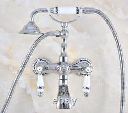 Polished Chrome Bathroom Clawfoot Bath Tub Tap Faucet & Handheld Shower Ztf870