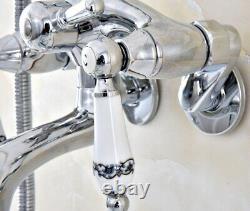 Polished Chrome Brass 3-3/8 Tub Mount Clawfoot Tub Faucet Mixer Tap eqg404