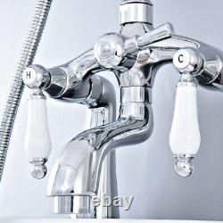 Polished Chrome Clawfoot Bath Tub Faucet with Handshower Deck Mounted ftf758