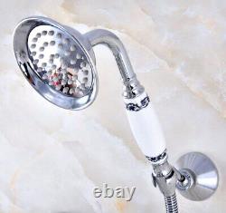 Polished Chrome Clawfoot Bath Tub Faucet with Handshower Wall Mount fna753
