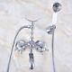 Polished Chrome Clawfoot Bath Tub Faucet With Handshower Wall Mount Fna765