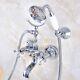 Polished Chrome Clawfoot Bath Tub Faucet With Handshower Wall Mount Sna722