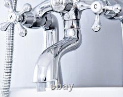 Polished Chrome Deck Mount Clawfoot Bath Tub Faucet Set Handheld Shower atf753