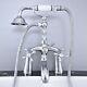 Polished Chrome Deck Mounted Clawfoot Bath Tub Faucet With Hand Shower Spray