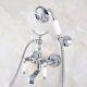 Polished Chrome Wall Mount Clawfoot Bath Tub Faucet With Hand Shower Mixer Tap