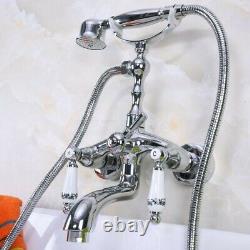 Polished Chrome Wall Mounted Clawfoot Bath Tub Faucet with Handheld Shower Zna217