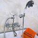 Polished Chrome Wall Mounted Clawfoot Bath Tub Faucet With Handheld Shower Zna224
