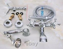 Polished Chrome Wall Mounted Clawfoot Bath Tub Faucet with Handheld Shower Zna226