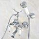 Polished Chrome Wall Mounted Clawfoot Bathroom Tub Faucet With Handshower Qna712