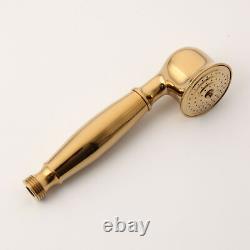 Polished Gold Deck Mount Clawfoot Bath Tub Faucet with Hand Shower Mixer Tap