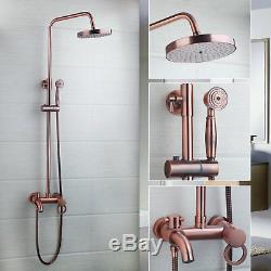 Rainfall Antique Copper Bathroom 8 Shower Head&Hand Shower Tub Mixer Tap Faucet