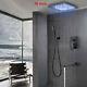 Rainfall Bath Shower Head Faucet Set 16led Black Hand Spray Tub Spout Mixer Tap