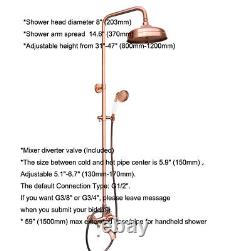Red Copper Bathroom Tub Shower Faucet Set 8 Rain Shower Head with Hand Shower