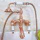 Red Copper Bathroom Wall Mounted Bath Tub Clawfoot Faucet With Handheld Shower