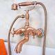 Red Copper Wall Mount Clawfoot Bathtub Tub Faucet Withhand Shower Spray Tap Zna324