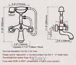 Red Copper Wall Mount Clawfoot Bathtub Tub Faucet withHand Shower Spray Tap Zna324