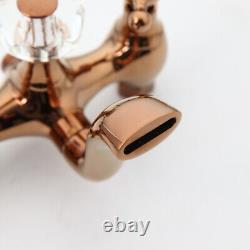 Rose Gold Bath Tub Filler Spout 2 Handles Shower Faucet Wall Mounted Mixer Tap