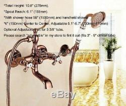 Rose Gold Copper Wall Mounted Clawfoot Bath Tub Filler Faucet Handshower Ytf170