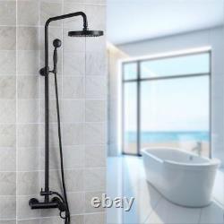Round Black Oil Bathroom 8 Shower Head Mixer Taps Tub Faucet Set &Hand Spray