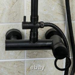 Round Black Oil Bathroom 8 Shower Head Mixer Taps Tub Faucet Set &Hand Spray