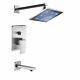 Rozin Bath Led Light 12-inch Top Rainfall Shower Set With Tub Spout Tap Brushed