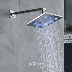 Rozin Bath LED light 12-inch Top Rainfall Shower Set with Tub Spout Tap Brushed