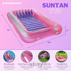 SWIMLINE ORIGINAL Suntan Tub Classic Edition Inflatable Floating Lounger Pink &