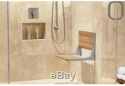 Shower Bath Tub Seat Chair Wall Mounted Folding Back Wood MOEN Fold Down Teak