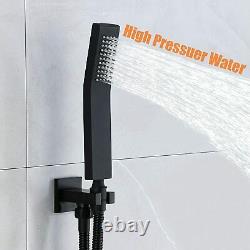 Shower Faucet System Set 12 Rainfall Head 3 Function Mixer Valve Kit Wall Mount