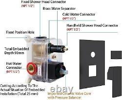 Shower Faucet System Set 12 Rainfall Head 3 Function Mixer Valve Kit Wall Mount