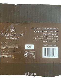 Signature Hardware Edenton Pressure Balance Tub & Shower Set Trim Brushed Nickel