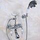 Silver Chrome Brass Wall Mount Clawfoot Bath Tub Faucet With Hand Shower Fna242