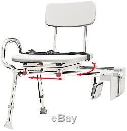 Snap-N-Save Sliding Shower Chair Tub-Mount Bath Transfer Bench with Swivel Seat