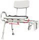 Snap-n-save Sliding Shower Chair Tub-mount Bath Transfer Bench With Swivel Seat