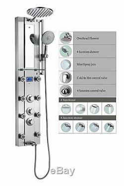 Stainless Steel Thermostatic Shower Spa Panel Tower 8 Body Jets and Tub Spout