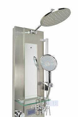Stainless Steel Thermostatic Shower Spa Panel Tower 8 Body Jets and Tub Spout