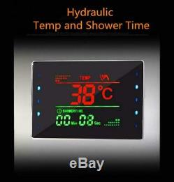Temperature Display Shower Panel LED Waterfall Rain Shower Head Body Jets Tub