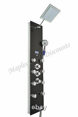 Thermostatic Aluminum Shower Head Panel Tower Tub Spout 8 Body Massage Jets Spa